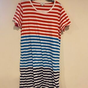 J. Crew Red and White Striped Dress